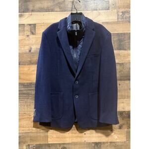 Unbranded Blue Suit Coat with Zip-Up Winter Lining – Size Large Mens
